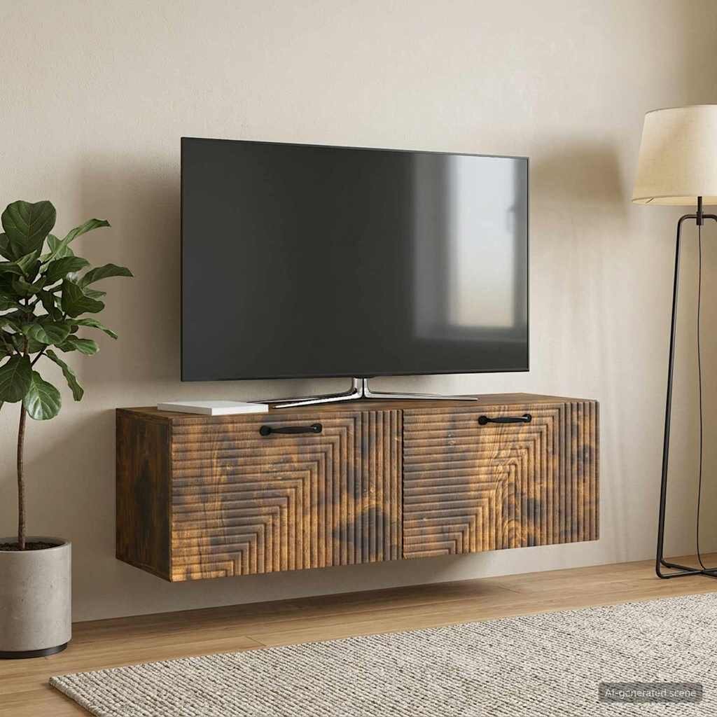 vidaXL Стенно монтиран ТВ шкаф Опушен дъб 98 x 31 x 30 см