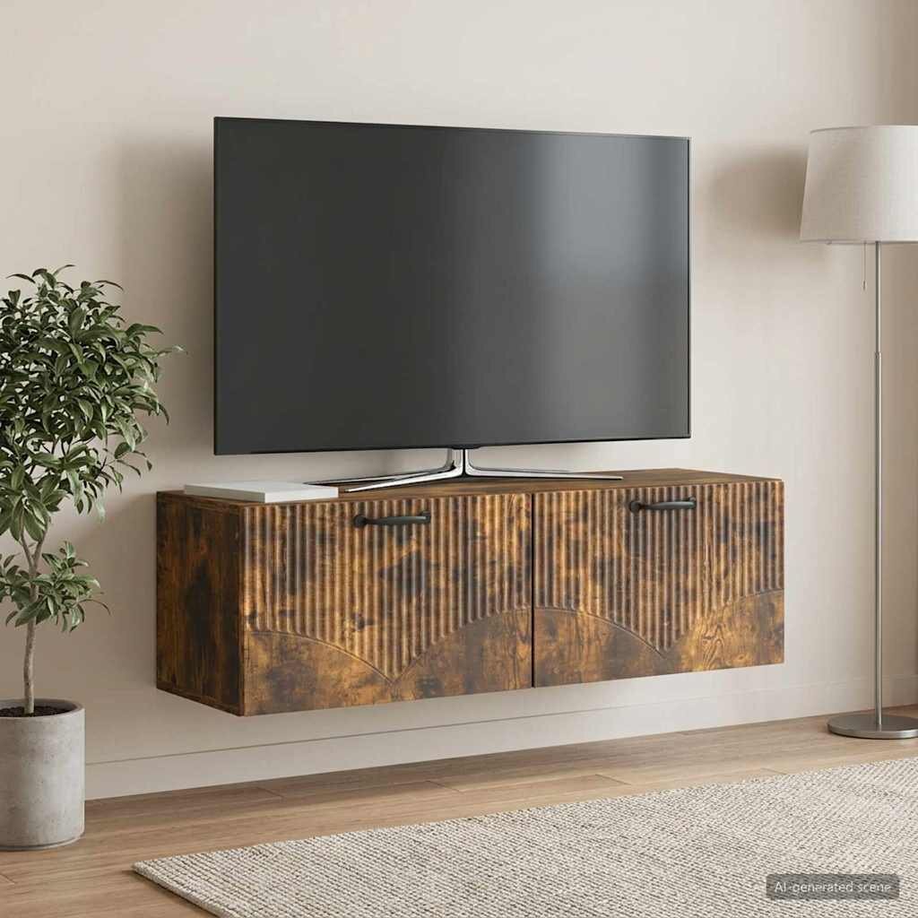 vidaXL Стенно монтиран ТВ шкаф Опушен дъб 98 x 31 x 30 см
