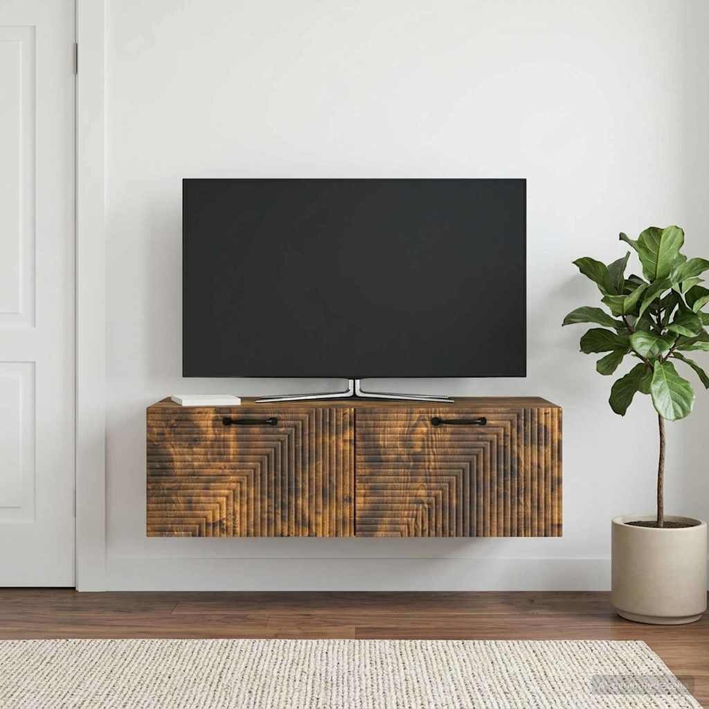 vidaXL Стенно монтиран ТВ шкаф Опушен дъб 98 x 41 x 30 см