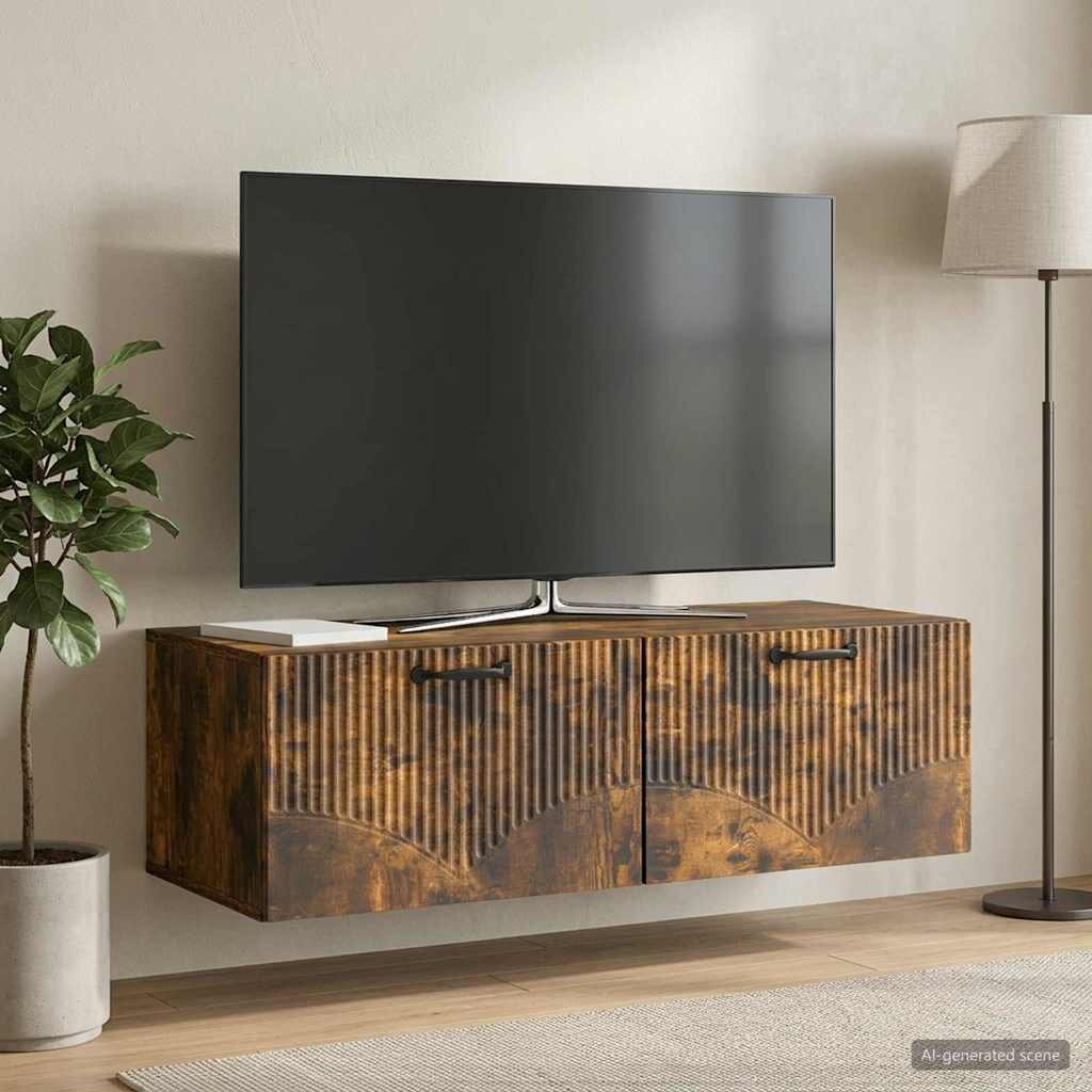 vidaXL Стенно монтиран ТВ шкаф Опушен дъб 98 x 41 x 30 см