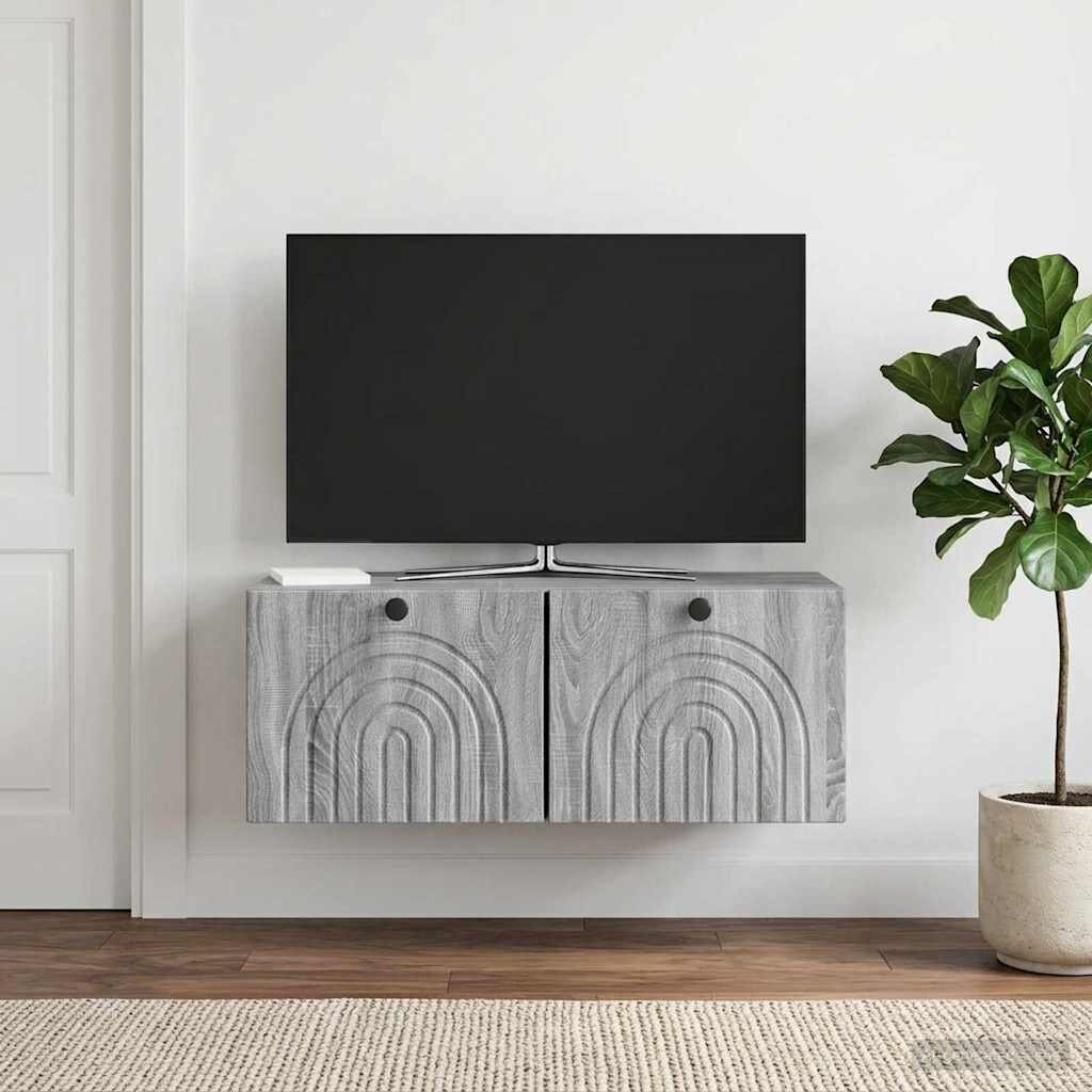 vidaXL Стенно монтиран ТВ шкаф Сива сонома 785 x 31 x 30 см