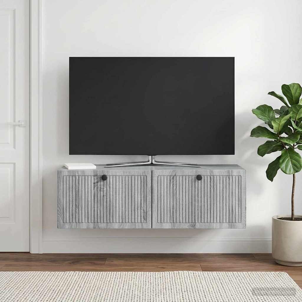 vidaXL Стенно монтиран ТВ шкаф Сива сонома 98 x 31 x 30 см