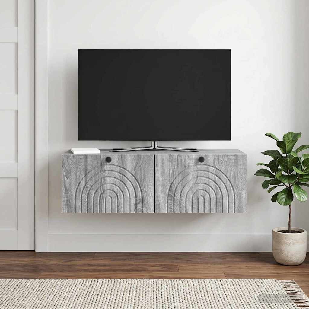 vidaXL Стенно монтиран ТВ шкаф Сива сонома 98 x 31 x 30 см