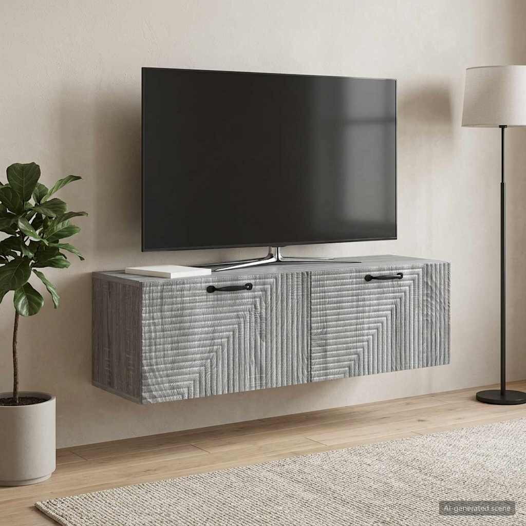 vidaXL Стенно монтиран ТВ шкаф Сива сонома 98 x 31 x 30 см