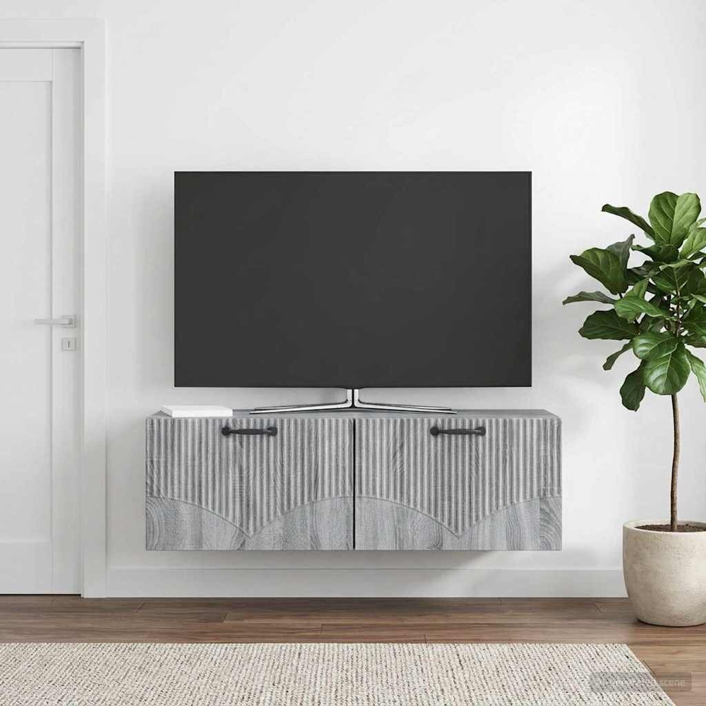 vidaXL Стенно монтиран ТВ шкаф Сива сонома 98 x 31 x 30 см