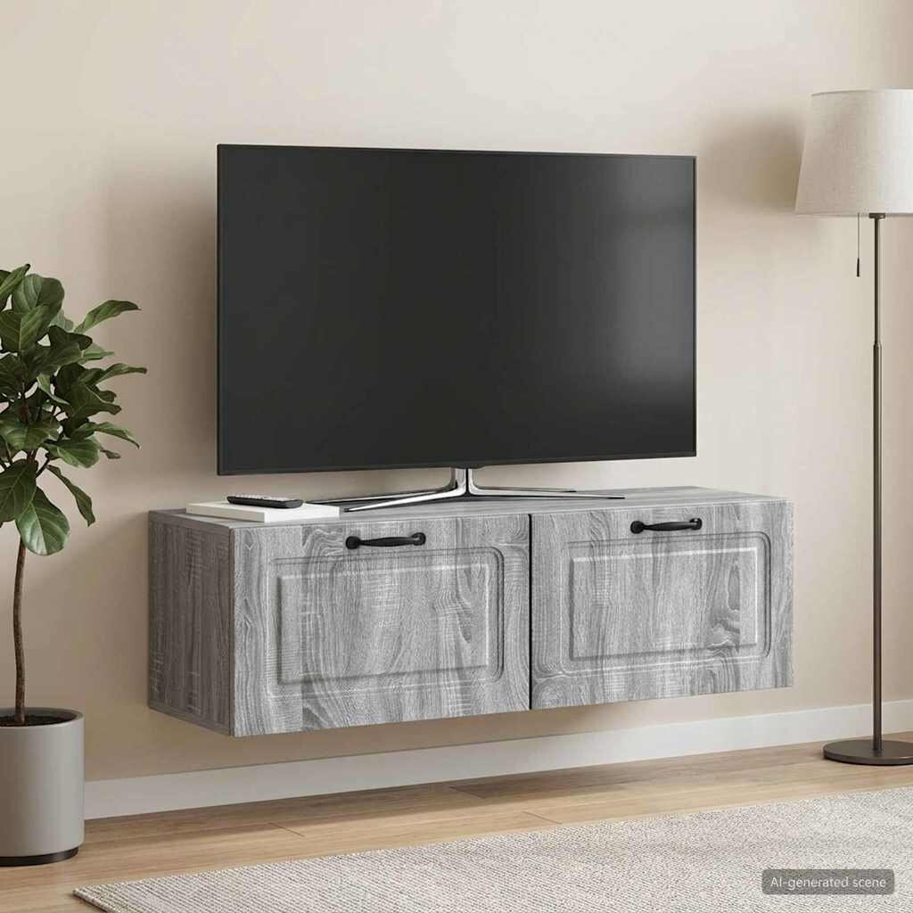 vidaXL Стенно монтиран ТВ шкаф Сива сонома 98 x 31 x 30 см
