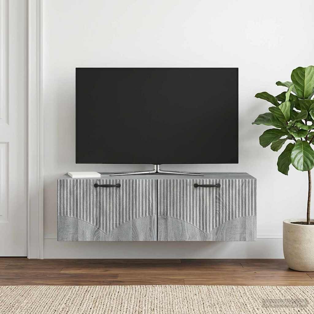 vidaXL Стенно монтиран ТВ шкаф Сива сонома 98 x 41 x 30 см