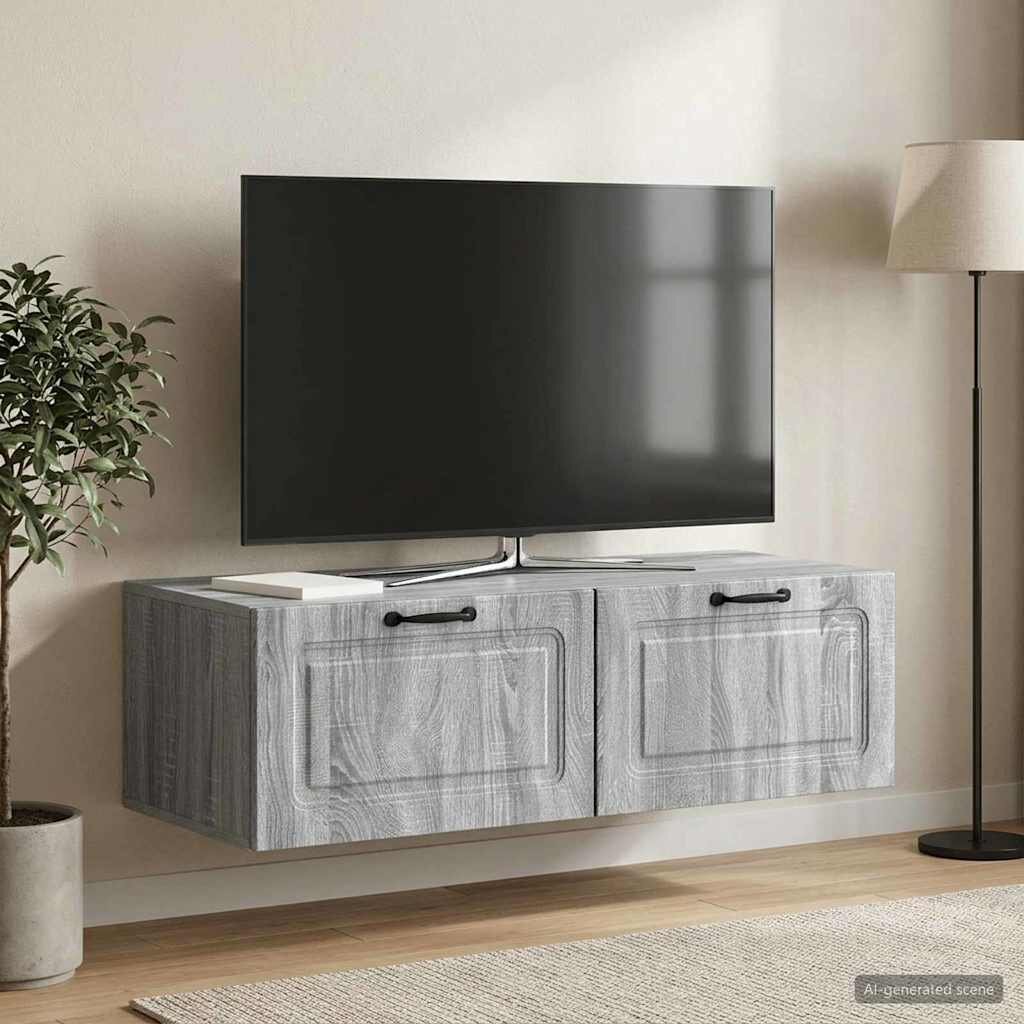 vidaXL Стенно монтиран ТВ шкаф Сива сонома 98 x 41 x 30 см