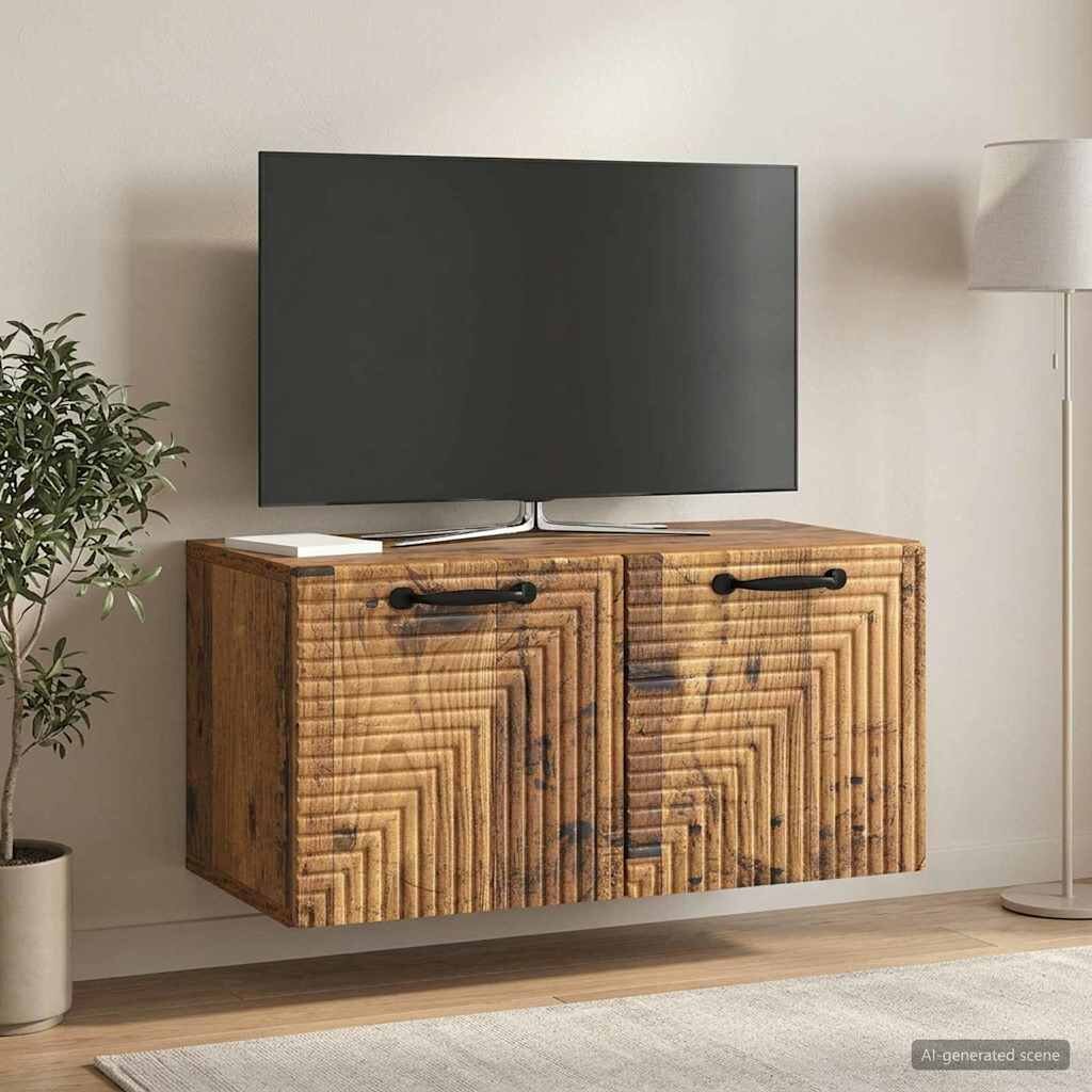 vidaXL Стенно монтиран ТВ шкаф Старо дърво 595 x 31 x 30 см
