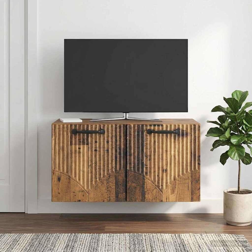 vidaXL Стенно монтиран ТВ шкаф Старо дърво 595 x 31 x 30 см
