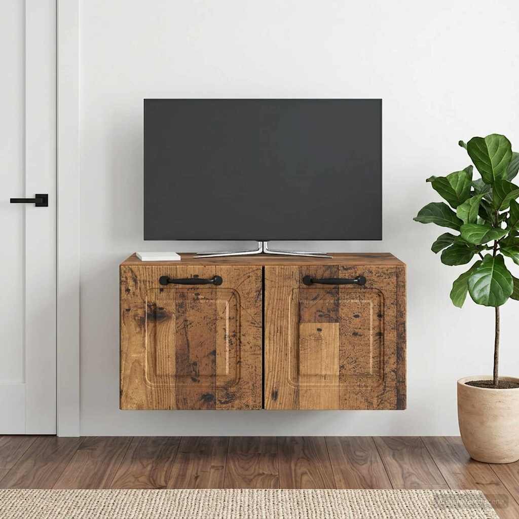 vidaXL Стенно монтиран ТВ шкаф Старо дърво 595 x 31 x 30 см