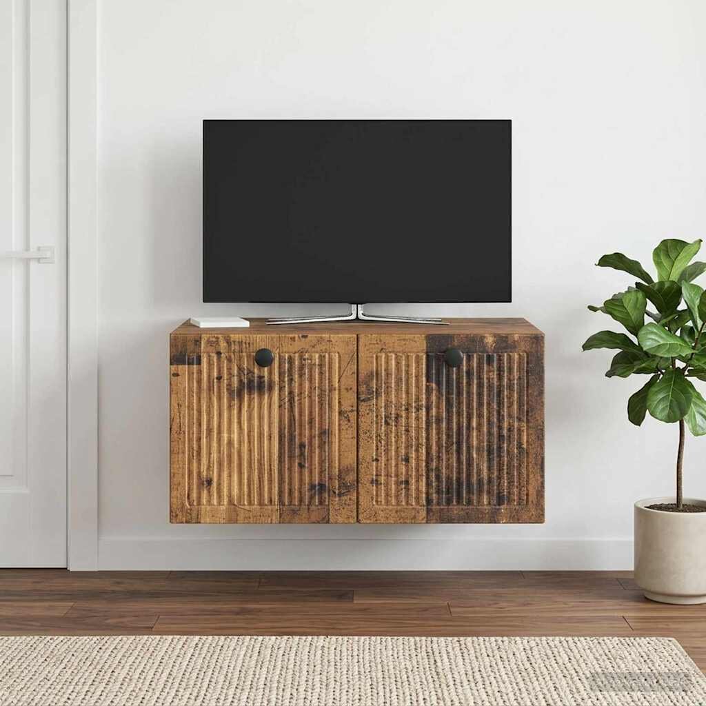 vidaXL Стенно монтиран ТВ шкаф Старо дърво 595 x 41 x 30 см