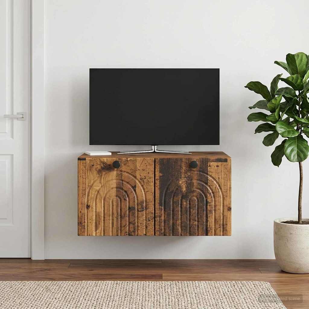 vidaXL Стенно монтиран ТВ шкаф Старо дърво 595 x 41 x 30 см