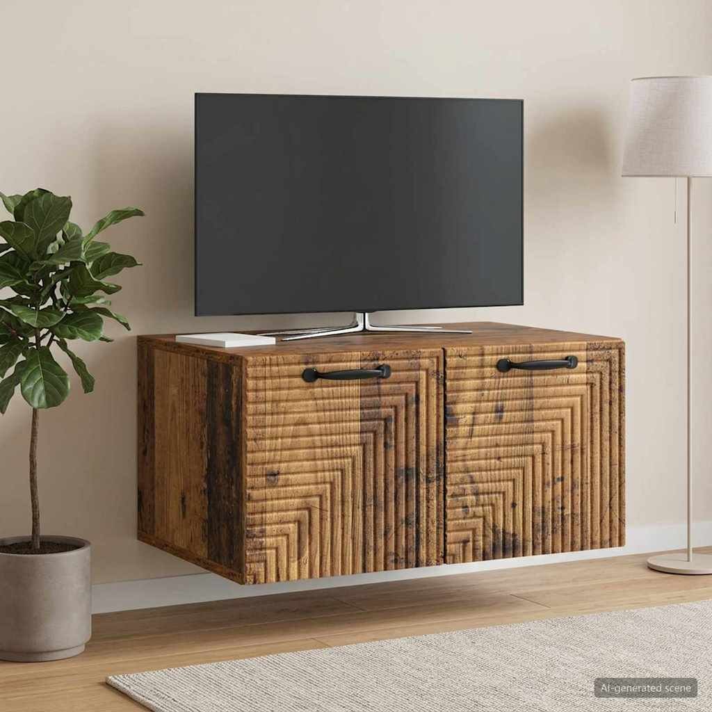 vidaXL Стенно монтиран ТВ шкаф Старо дърво 595 x 41 x 30 см