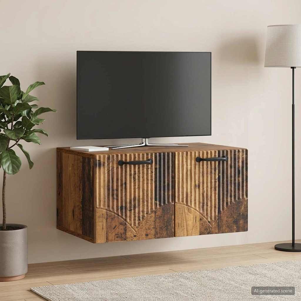 vidaXL Стенно монтиран ТВ шкаф Старо дърво 595 x 41 x 30 см