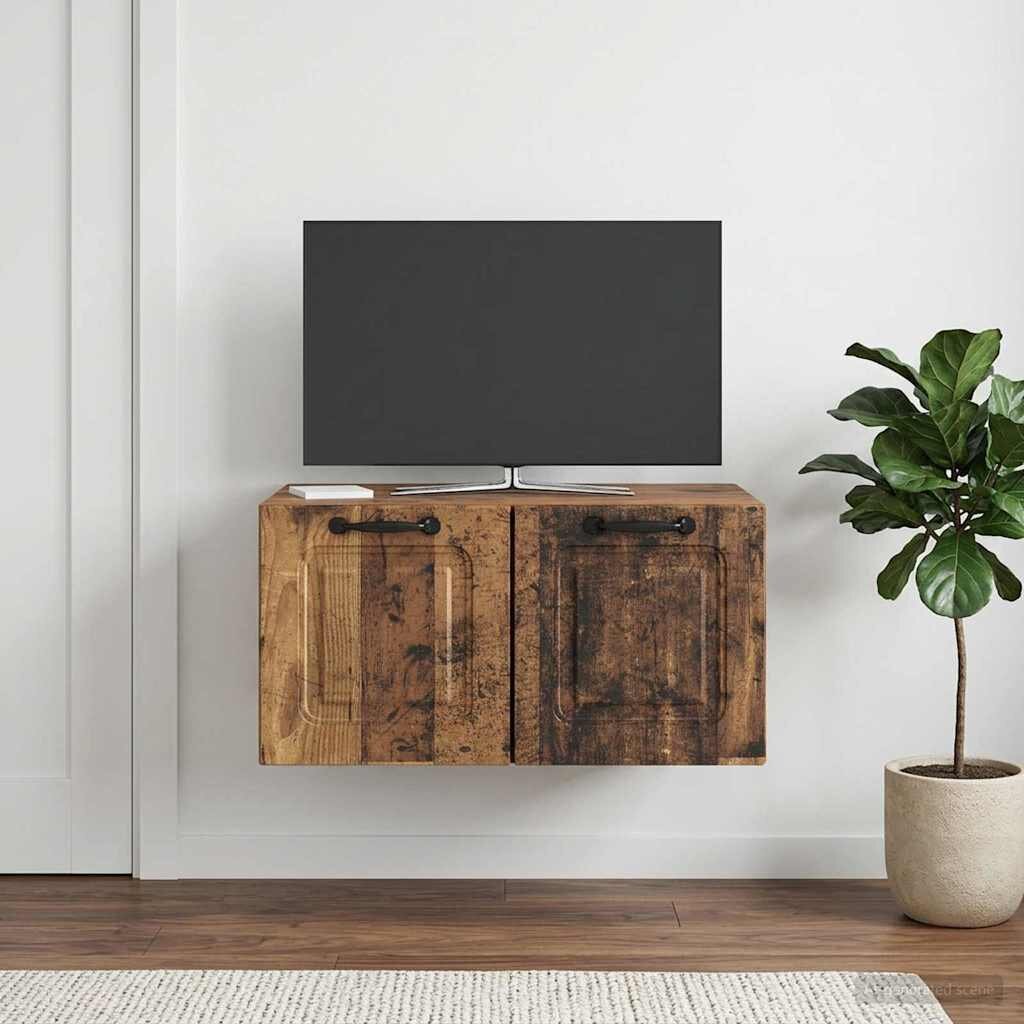 vidaXL Стенно монтиран ТВ шкаф Старо дърво 595 x 41 x 30 см