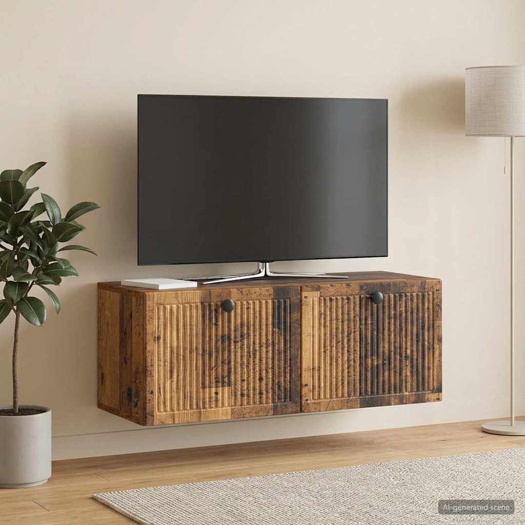 vidaXL Стенно монтиран ТВ шкаф Старо дърво 785 x 31 x 30 см