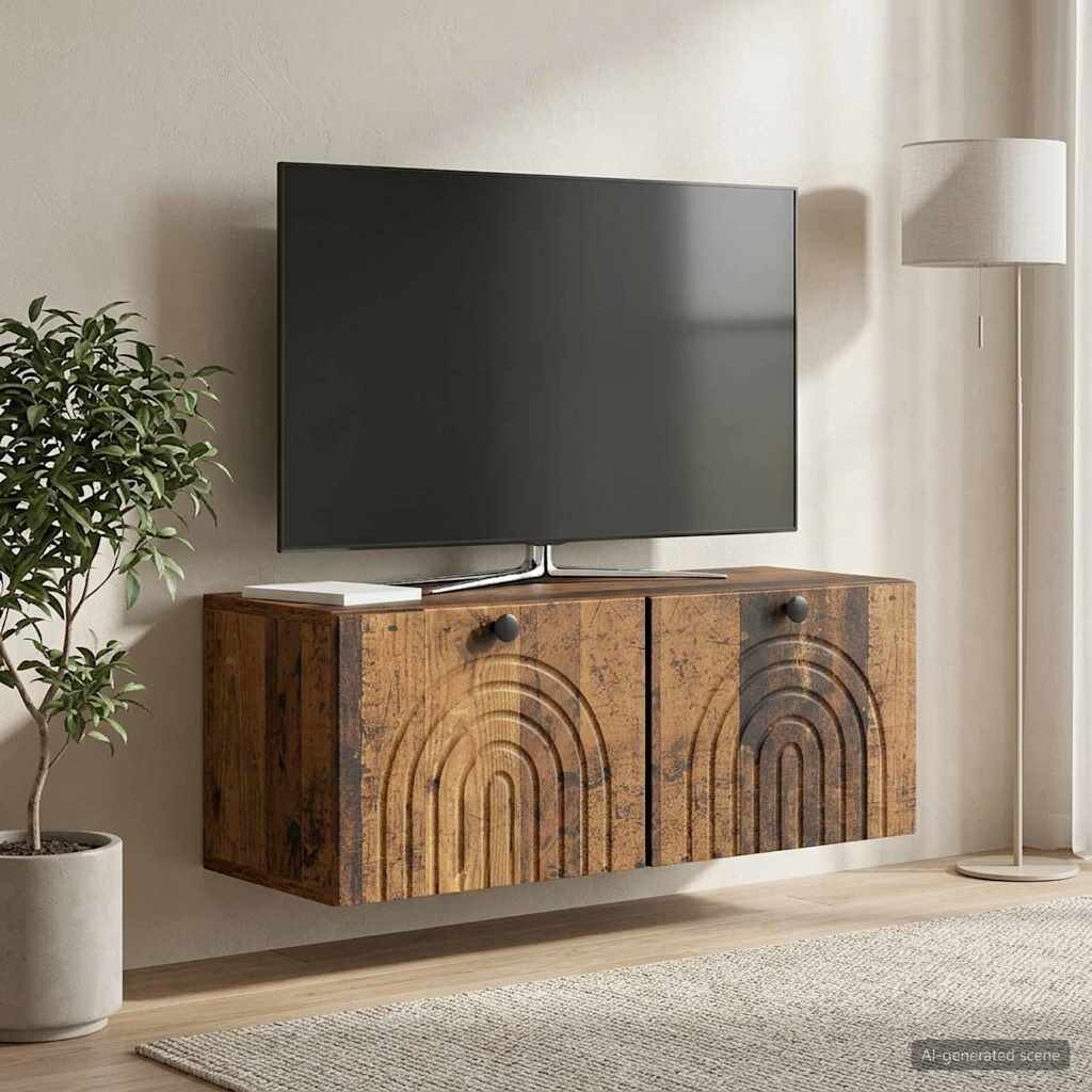 vidaXL Стенно монтиран ТВ шкаф Старо дърво 785 x 31 x 30 см