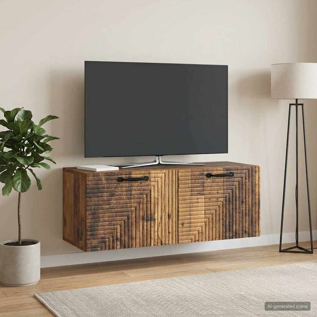 vidaXL Стенно монтиран ТВ шкаф Старо дърво 785 x 31 x 30 см