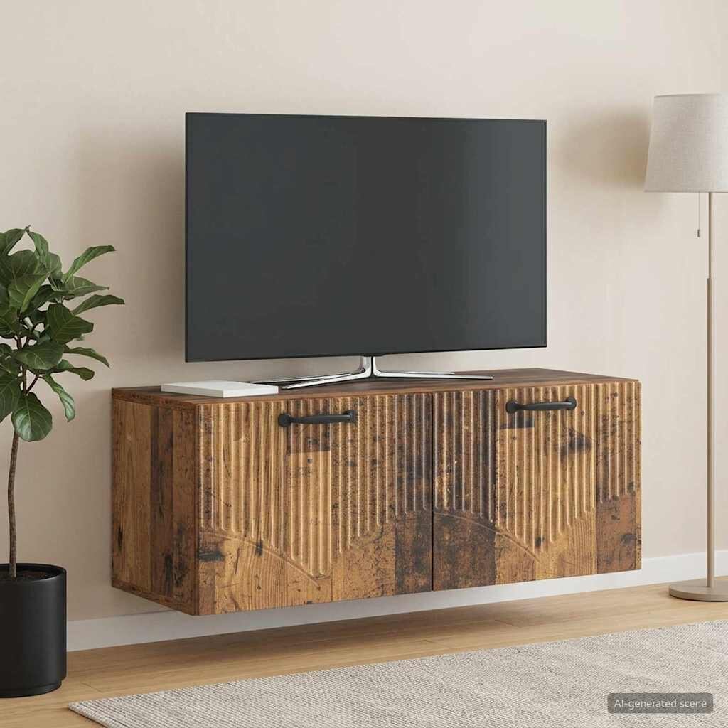 vidaXL Стенно монтиран ТВ шкаф Старо дърво 785 x 31 x 30 см