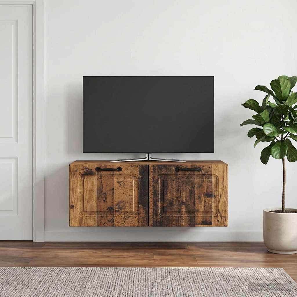 vidaXL Стенно монтиран ТВ шкаф Старо дърво 785 x 31 x 30 см