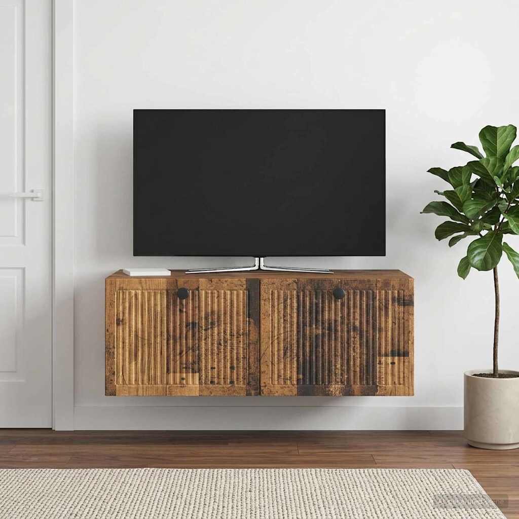 vidaXL Стенно монтиран ТВ шкаф Старо дърво 785 x 41 x 30 см