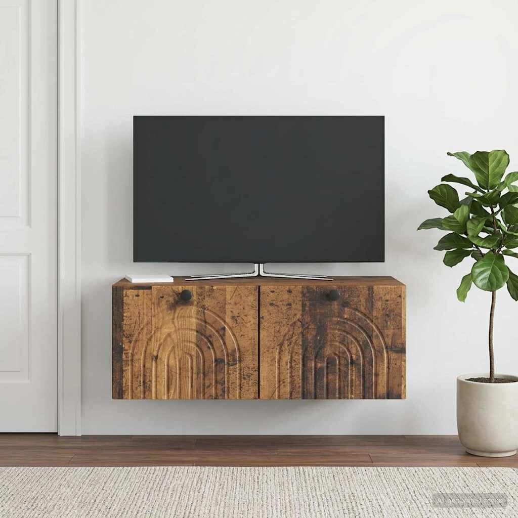 vidaXL Стенно монтиран ТВ шкаф Старо дърво 785 x 41 x 30 см