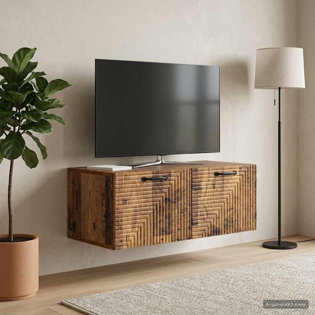 vidaXL Стенно монтиран ТВ шкаф Старо дърво 785 x 41 x 30 см