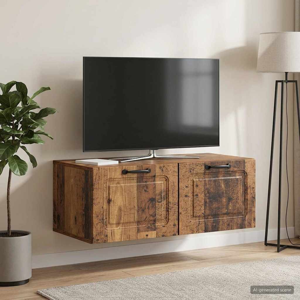 vidaXL Стенно монтиран ТВ шкаф Старо дърво 785 x 41 x 30 см