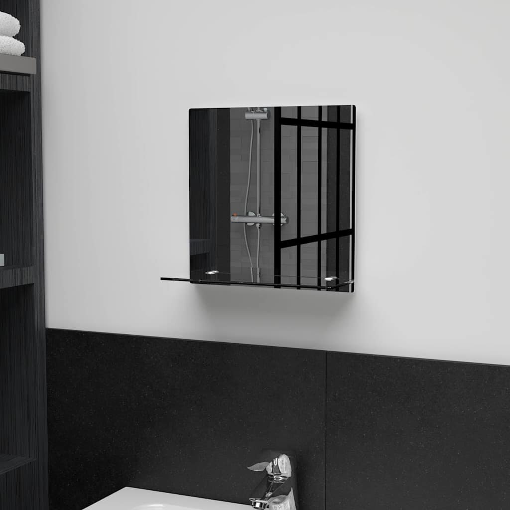 vidaXL Стенно огледало с рафт 30x30 см закалено стъкло