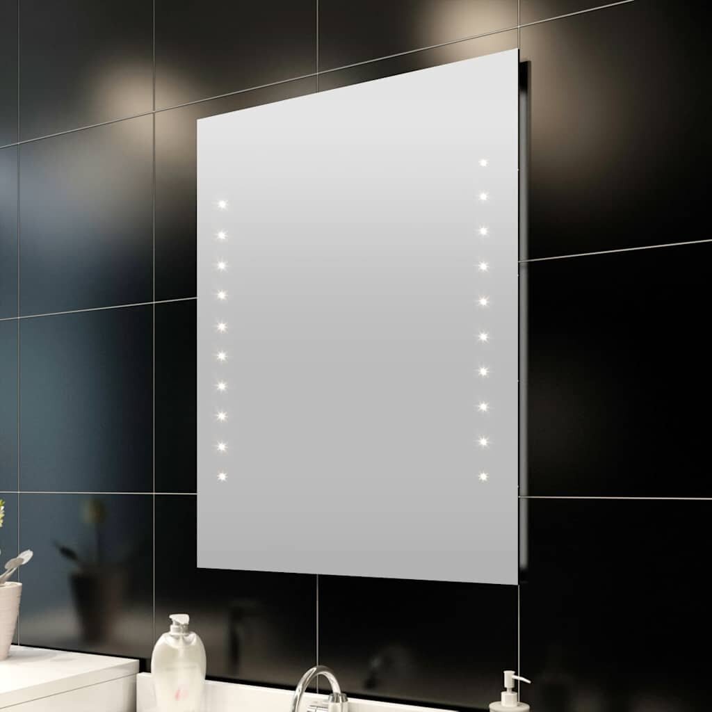 vidaXL Стенно огледало за баня със LED светлини 60 x 80 см (Д х В)