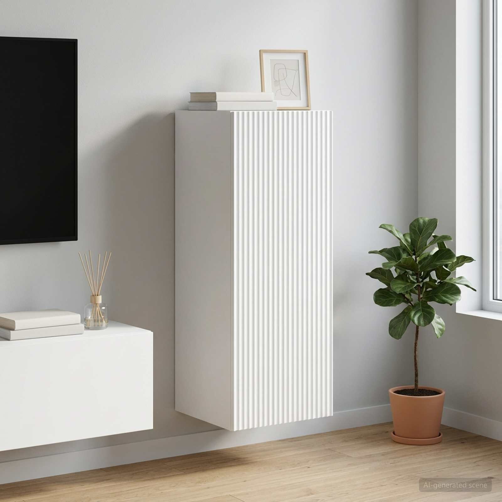 vidaXL Стенно шкафче 33 x 345 x 90 см Инженерна дървесина Бяло