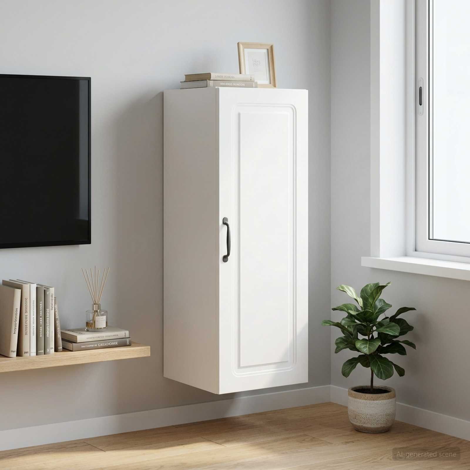 vidaXL Стенно шкафче 33 x 345 x 90 см Инженерна дървесина Бяло