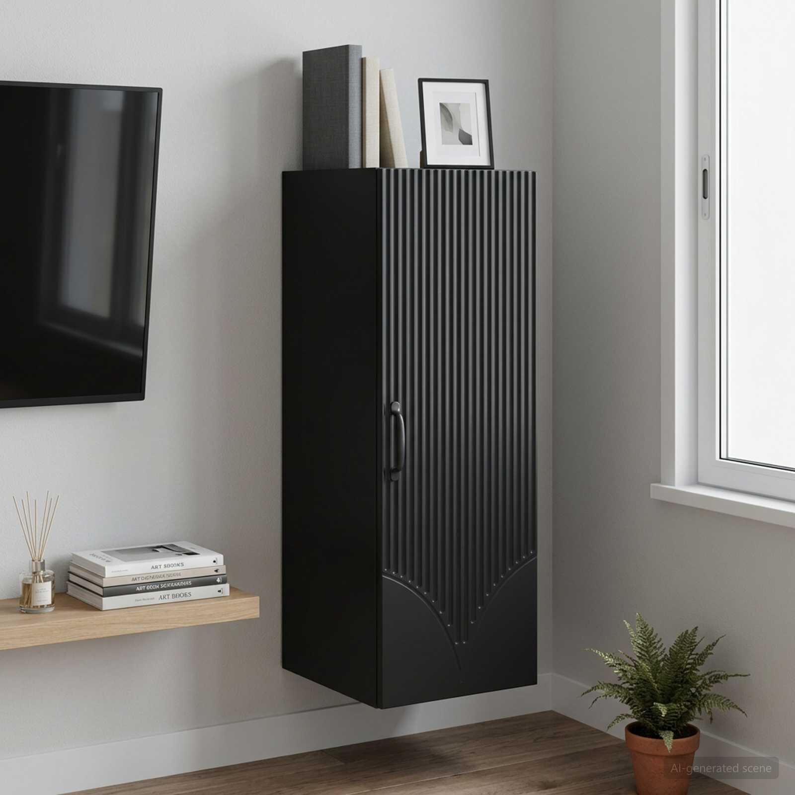 vidaXL Стенно шкафче 33 x 345 x 90 см Инженерна дървесина Черно