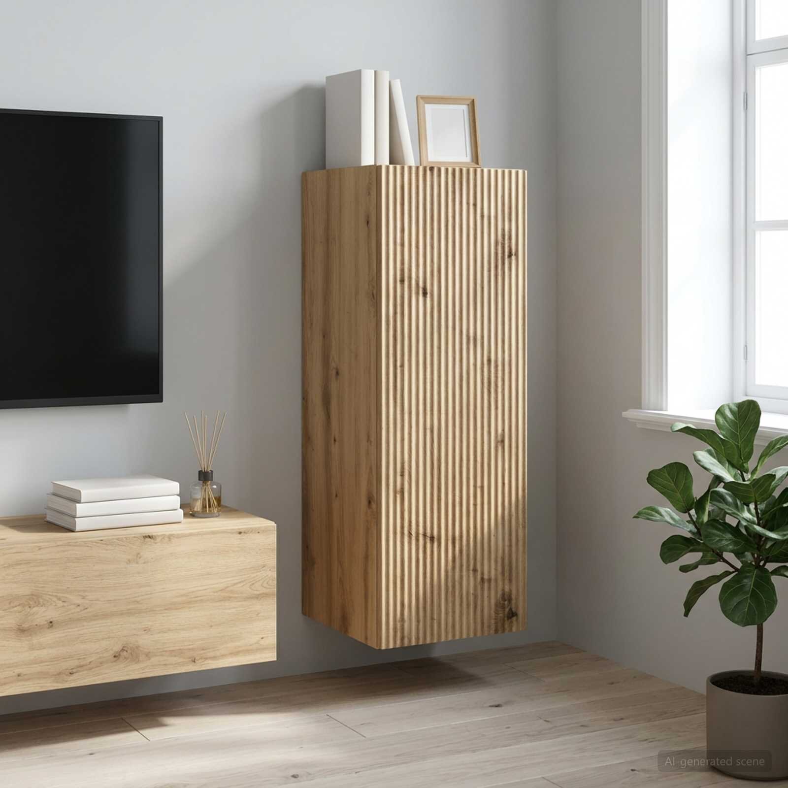 vidaXL Стенно шкафче 33 x 345 x 90 см Инженерна дървесина Дъб артизан