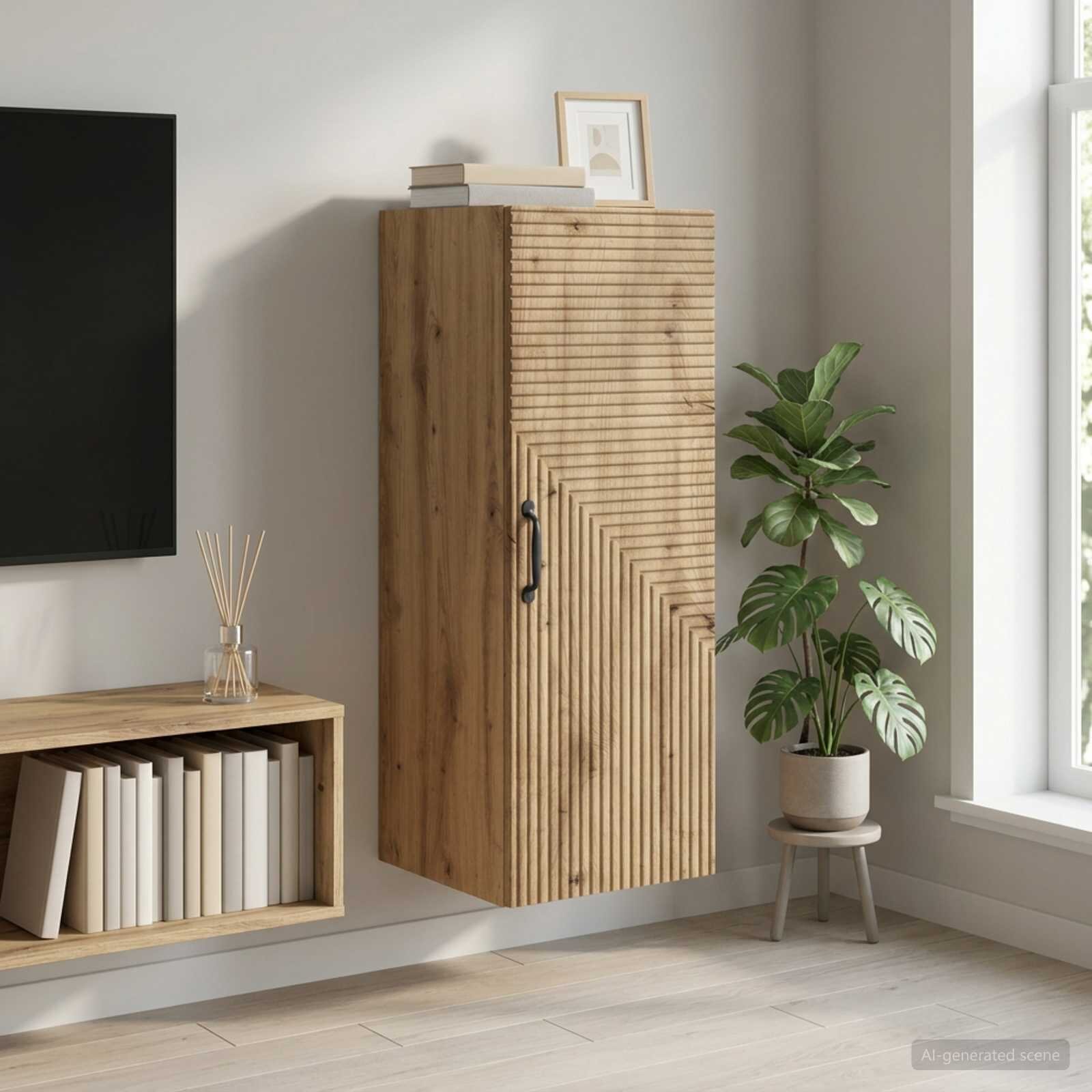 vidaXL Стенно шкафче 33 x 345 x 90 см Инженерна дървесина Дъб артизан