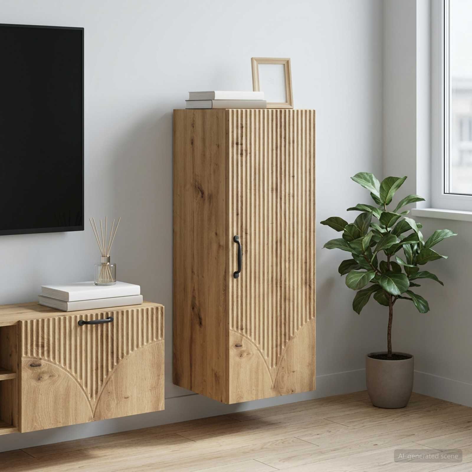 vidaXL Стенно шкафче 33 x 345 x 90 см Инженерна дървесина Дъб артизан