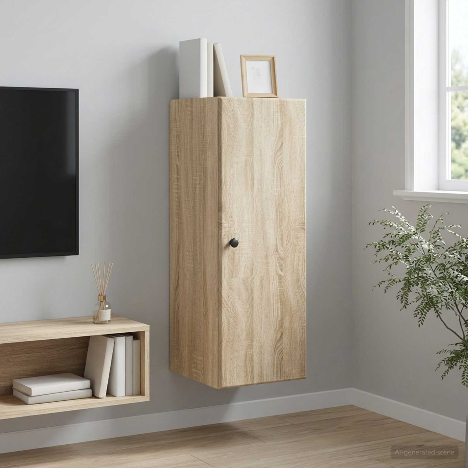 vidaXL Стенно шкафче 33 x 345 x 90 см Инженерна дървесина Дъб сонома