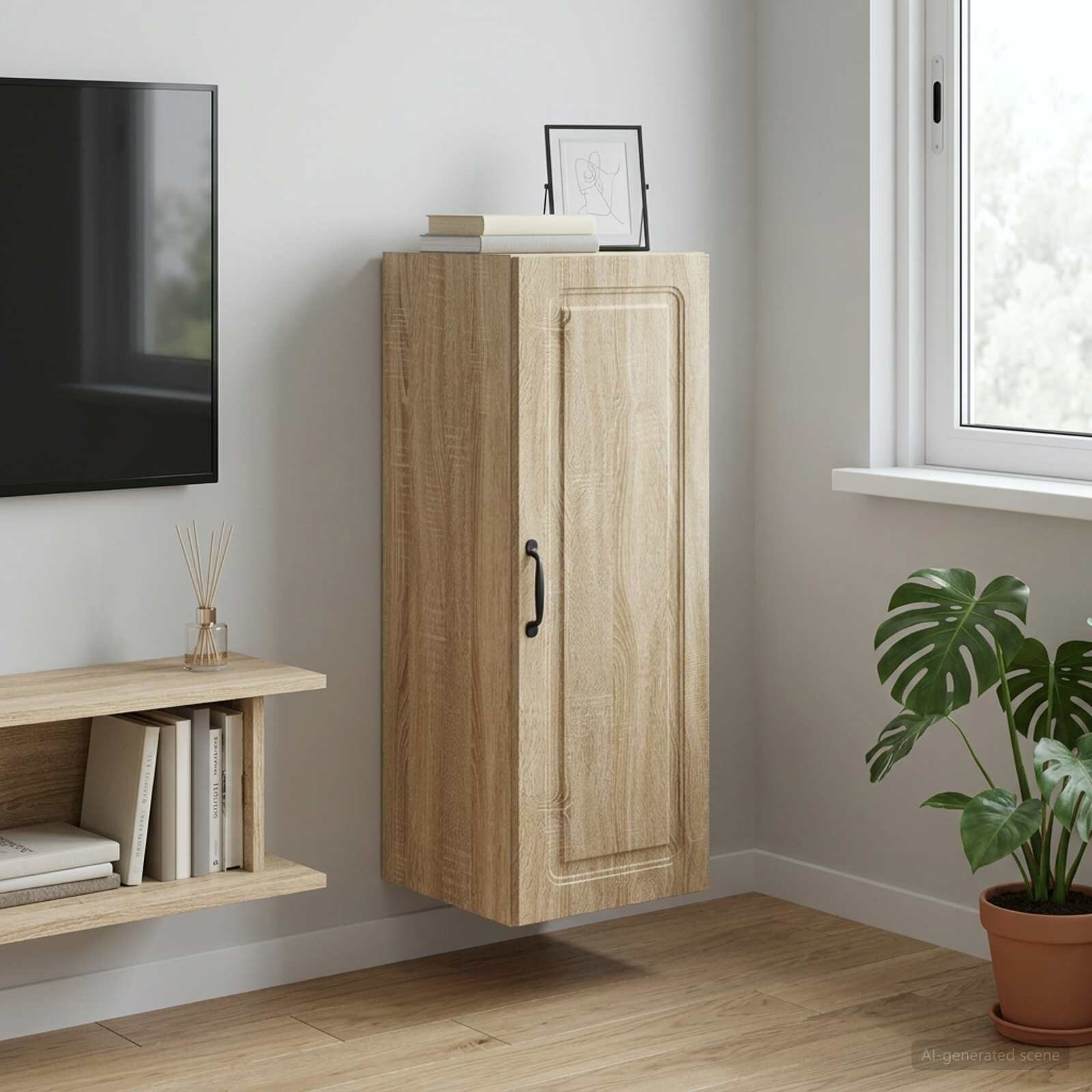vidaXL Стенно шкафче 33 x 345 x 90 см Инженерна дървесина Дъб сонома
