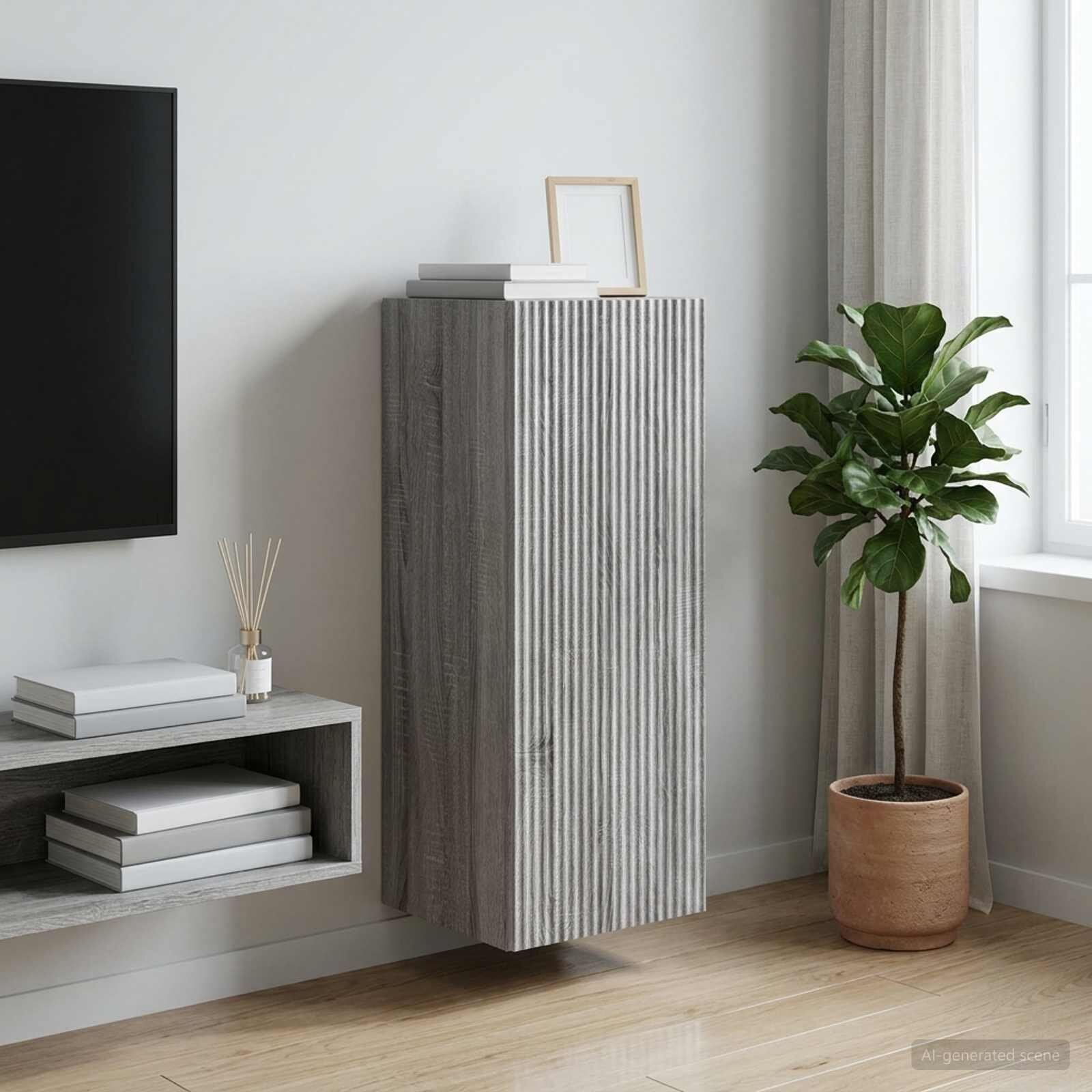 vidaXL Стенно шкафче 33 x 345 x 90 см Инженерна дървесина Сив Сонома