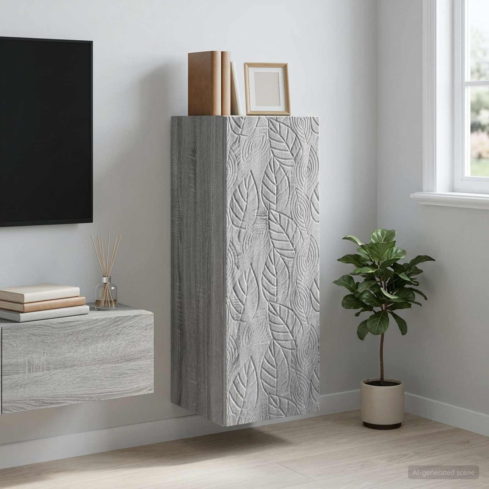 vidaXL Стенно шкафче 33 x 345 x 90 см Инженерна дървесина Сив Сонома