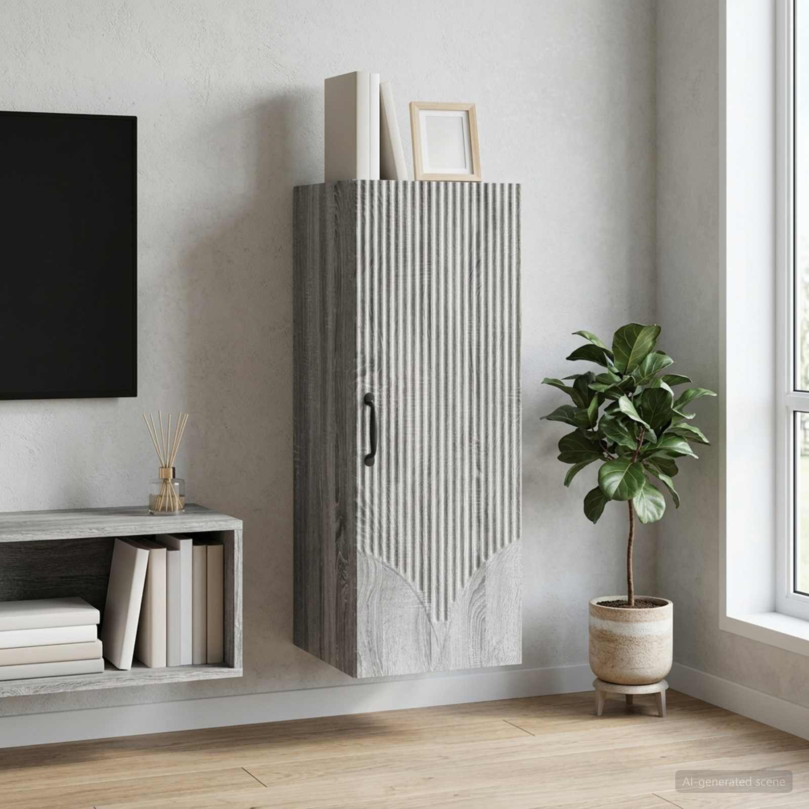 vidaXL Стенно шкафче 33 x 345 x 90 см Инженерна дървесина Сив Сонома