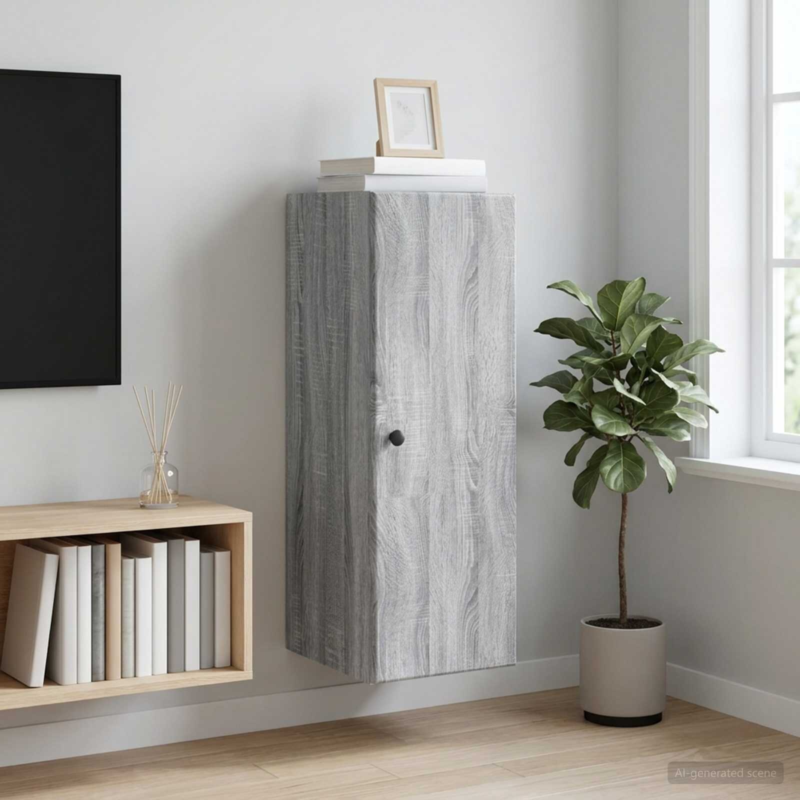 vidaXL Стенно шкафче 33 x 345 x 90 см Инженерна дървесина Сив Сонома