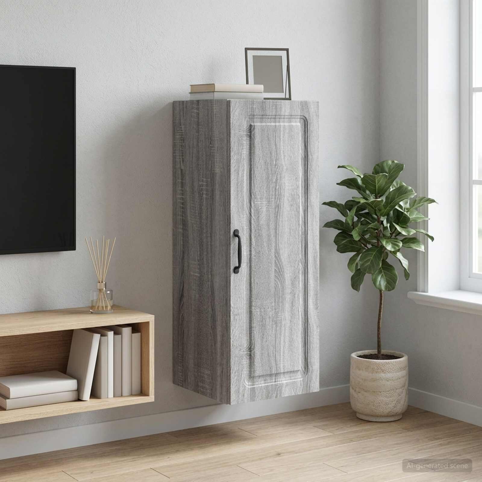 vidaXL Стенно шкафче 33 x 345 x 90 см Инженерна дървесина Сив Сонома