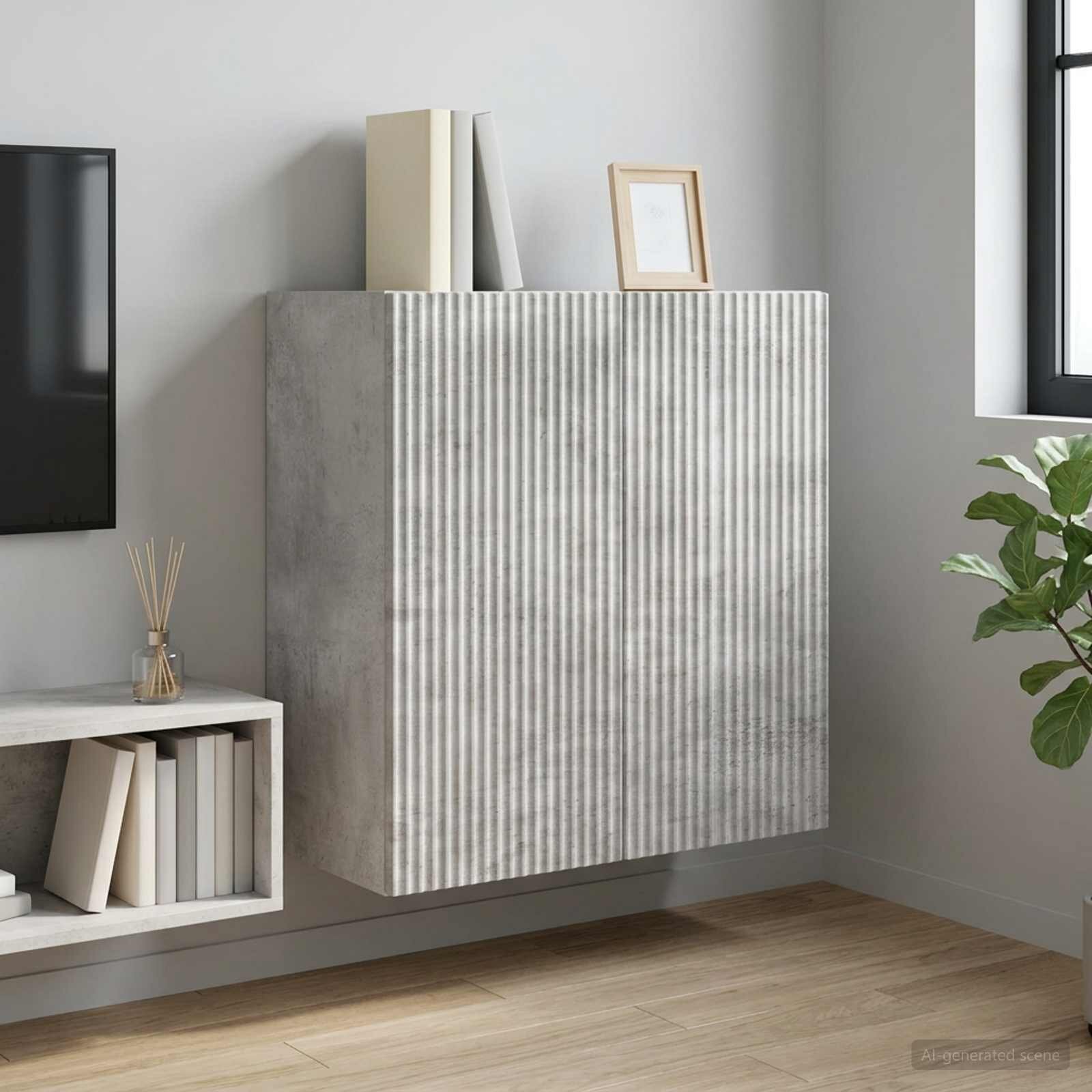 vidaXL Стенно шкафче 59 x 31 x 60 см Инженерна дървесина Бетонно сиво