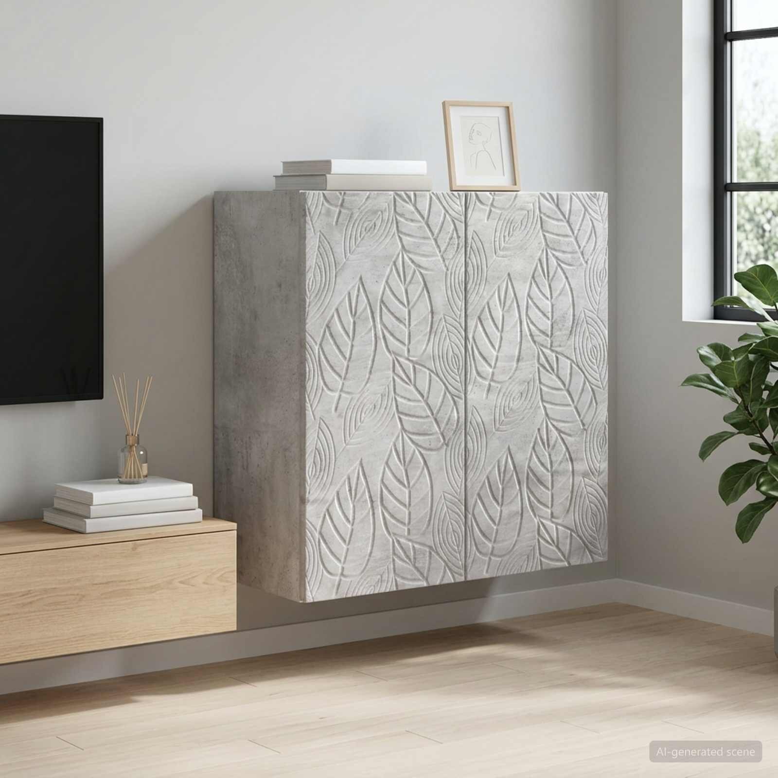vidaXL Стенно шкафче 59 x 31 x 60 см Инженерна дървесина Бетонно сиво