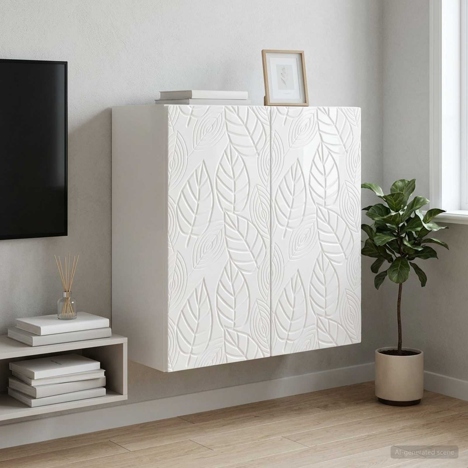 vidaXL Стенно шкафче 59 x 31 x 60 см Инженерна дървесина Бял гланц