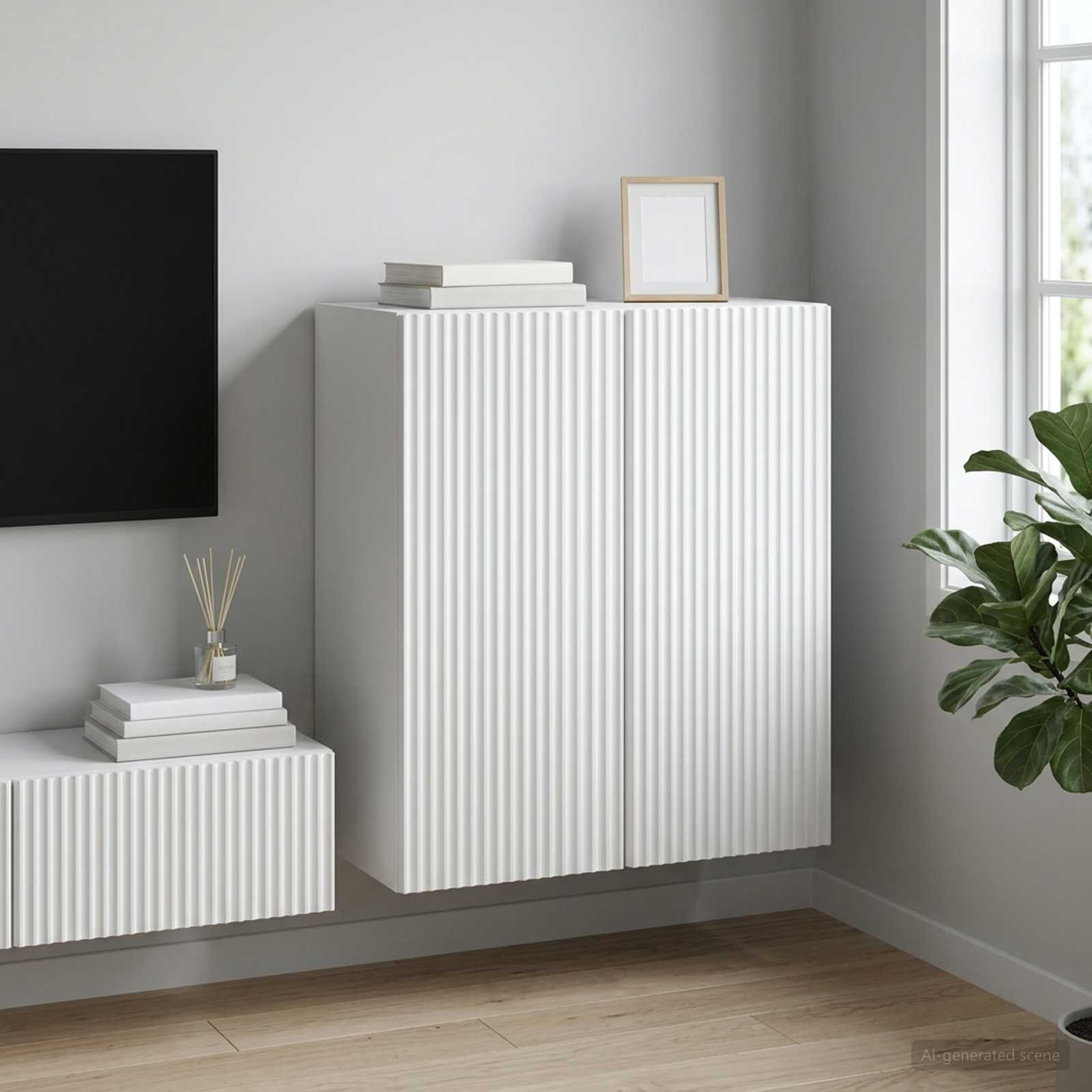 vidaXL Стенно шкафче 59 x 31 x 60 см Инженерна дървесина Бяло