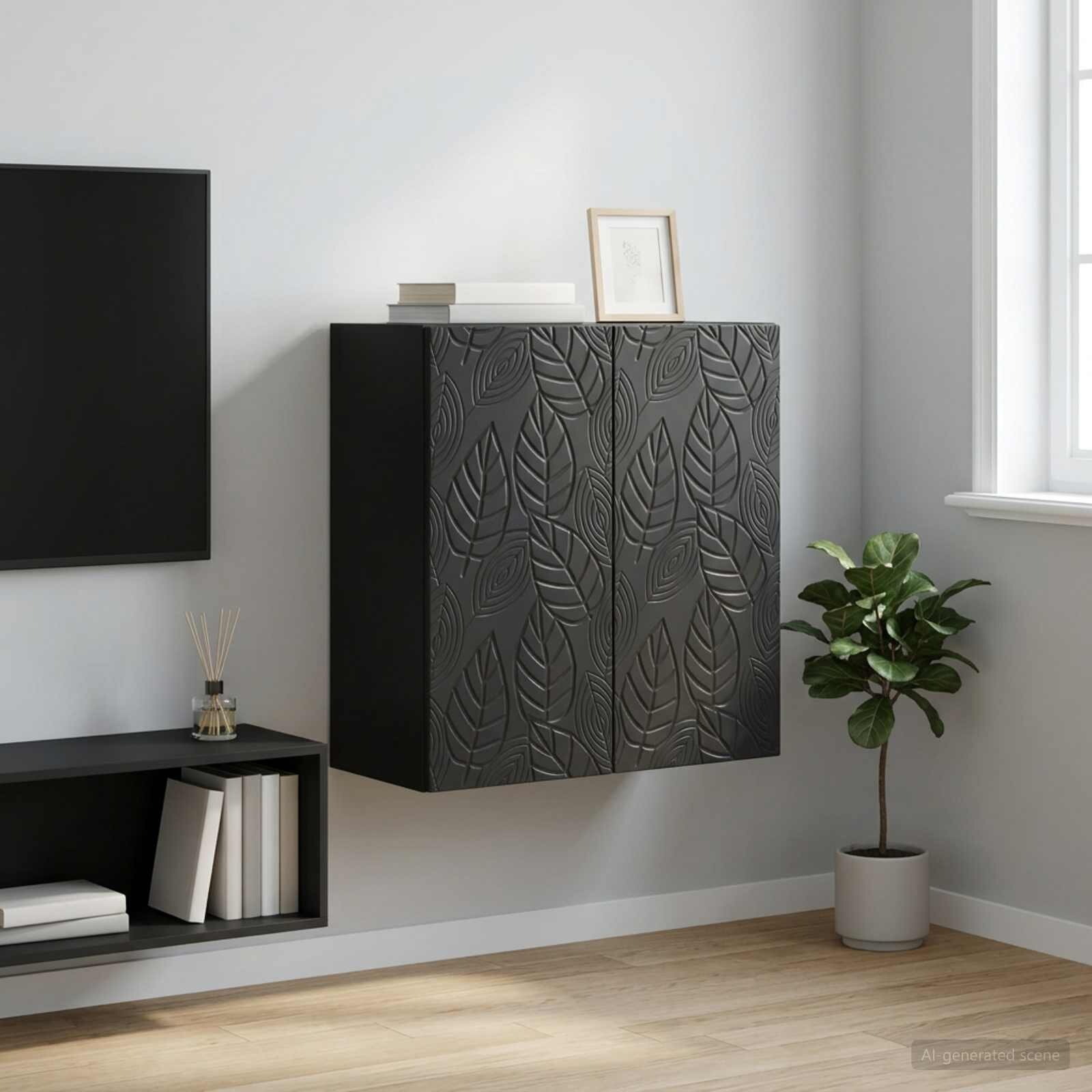 vidaXL Стенно шкафче 59 x 31 x 60 см Инженерна дървесина Черно