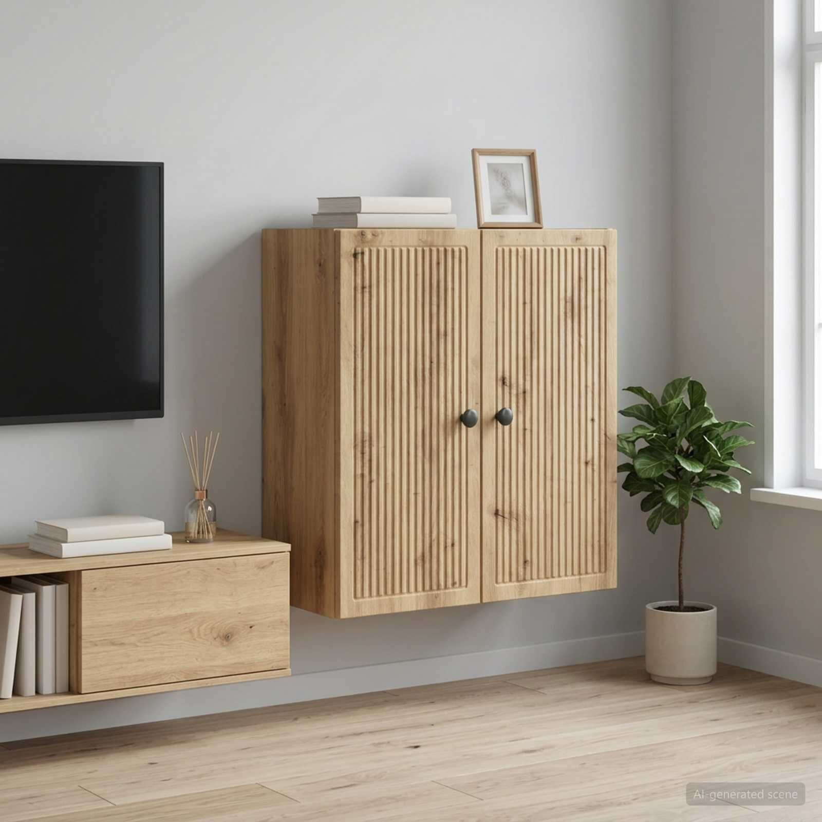 vidaXL Стенно шкафче 59 x 31 x 60 см Инженерна дървесина Дъб артизан